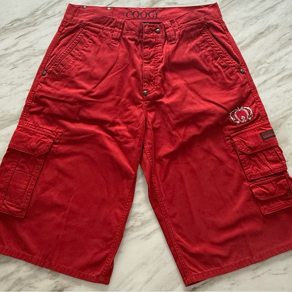 COOGI Red Cargo Shorts Vibrant Cotton Blend